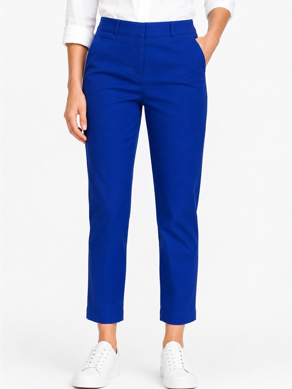 The Limited Blue Cropped Pants Stretch Cotton Career Ankle Pants Petite Size 12